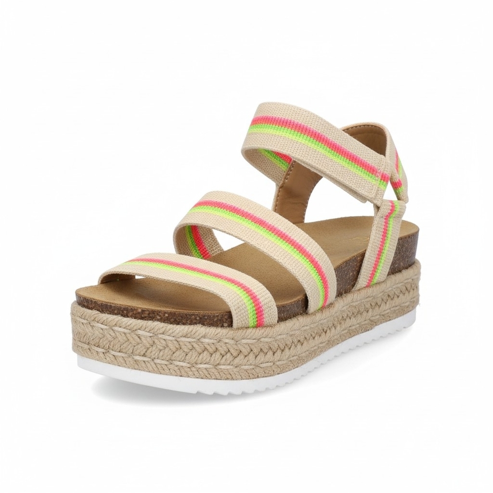 Steve Madden Kimmie Bright Neon Striped Platform Sandals